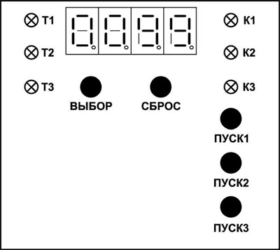 Рис.1. Внешний вид передней панели реле РВУ-3