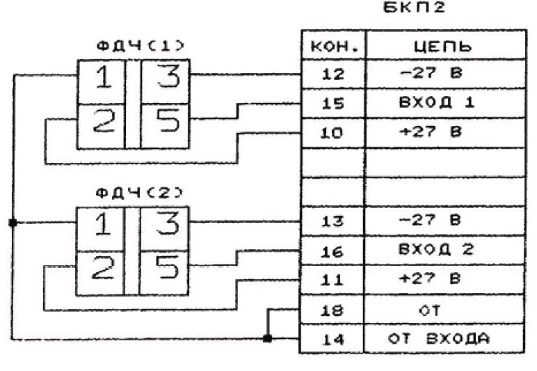 " Схема 1 подключения блока БКП-2"