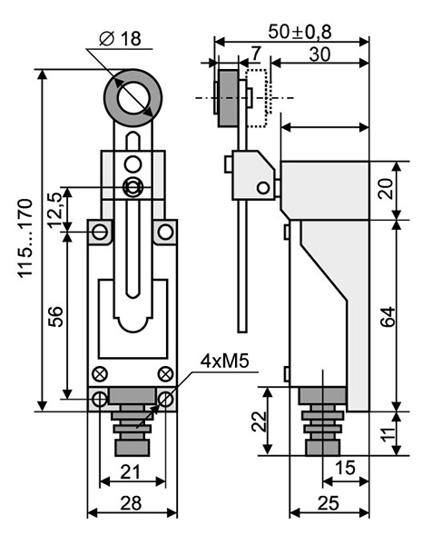 "Схема габаритных размеров МЕ 8108"