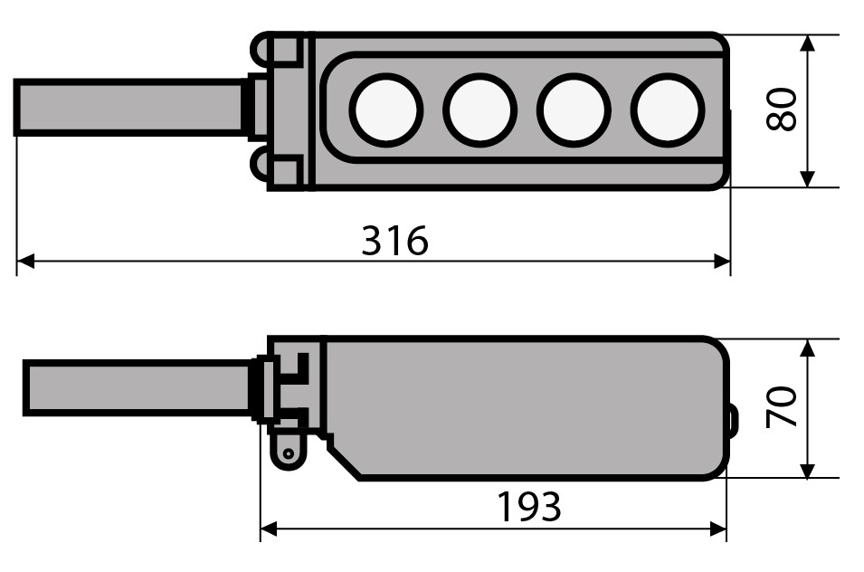 "Схема габаритных размеров XAL-B3-2713К с ключом"