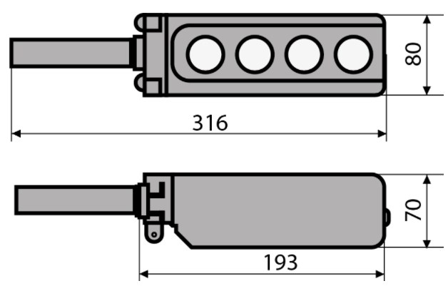"Схема габаритных размеров XAL-B3-2713"