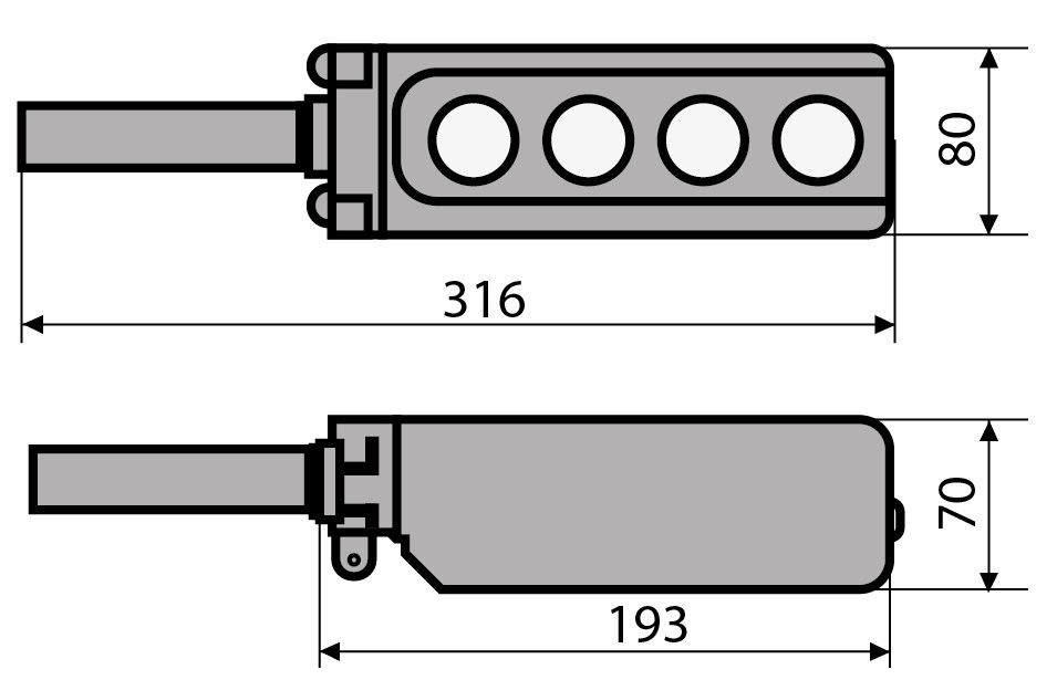 "Схема габаритных размеров  XAL-B3-271"