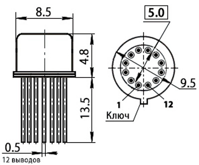 Рис.1. Габаритный чертеж микросхемы 140УД501А