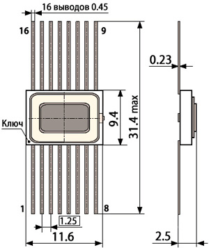 Рис.1. Чертеж микросхемы 590КН5