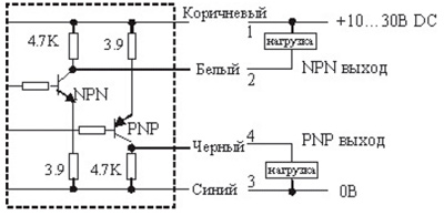 Рис.2. Схема подключения датчика оптического Fotek SU-07