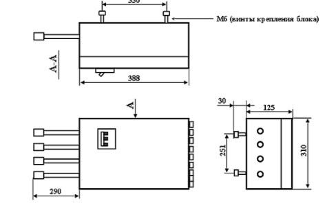 Рис.1. Габаритные размеры блока БАУ-ТП-2 БАУ-М