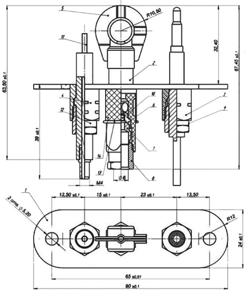 Рис.1. Конструкция горелки запальной ЗГ-Д-ОВ серия 1443-130
