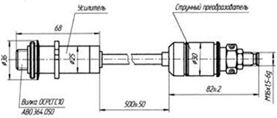 Рис.1. Схема габаритных размеров датчика давления ВТ-1201