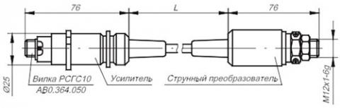 Рис.1. Схема габаритных размеров датчика давления ВТ-1202