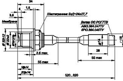 Рис.1. Габаритный чертеж датчика давления ВТ-206