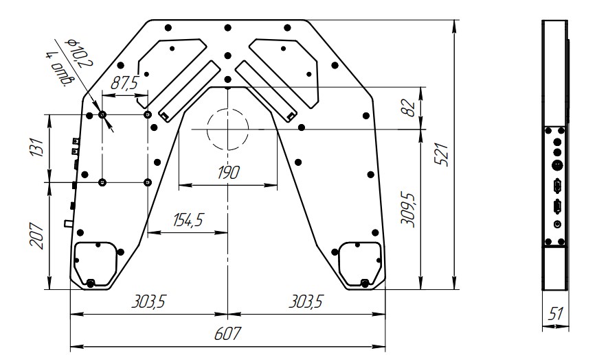 "Схема габаритных и установочных размеров измерителя диаметра ИД2-80"