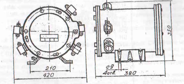 "Схема габаритных размеров блока БИ-1"