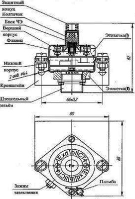 Рис.1. Габаритный чертеж датчика ДТХ-152-2